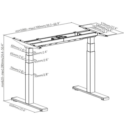 Electric Height Adjustable Standing Desk (3 Stage - Premium) - Purpleark